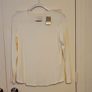 NWT'S CHICO'S Shirttail Basic Knit Long Sleeve Top Antique White Size M/ Chico 0